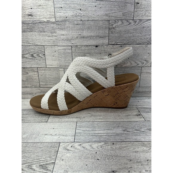 Rockport Shoes Womens Size 9 White Wedge Sandals Cork Platform Strappy‎ TruTECH - Picture 4 of 15